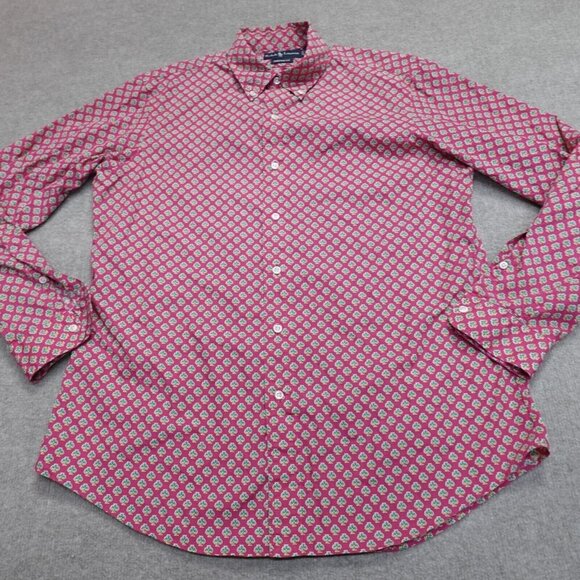 Vintage Polo Ralph Lauren Shirt Large Pink Fuschia Custom Fit Southwestern Aztec - Picture 1 of 6